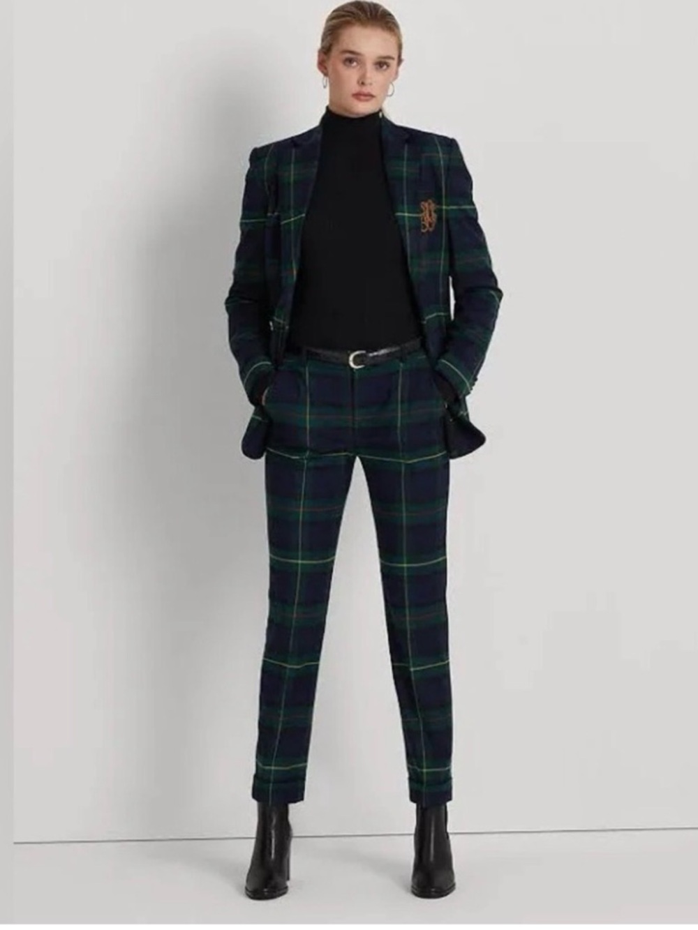 Ralph Lauren plaid green pants Size Large Petite G12